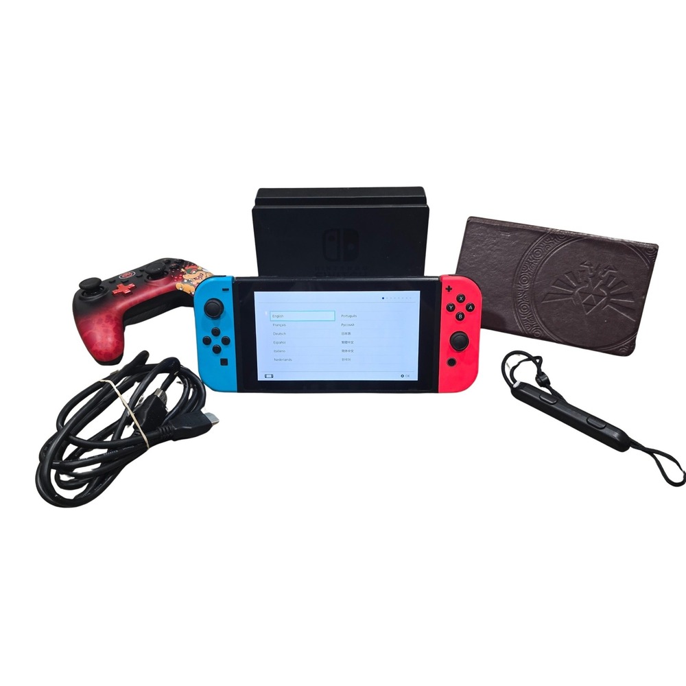 Nintendo Switch V1 Unpatched HAC-001 Dock Joy-Cons Bowser Controller Bundle